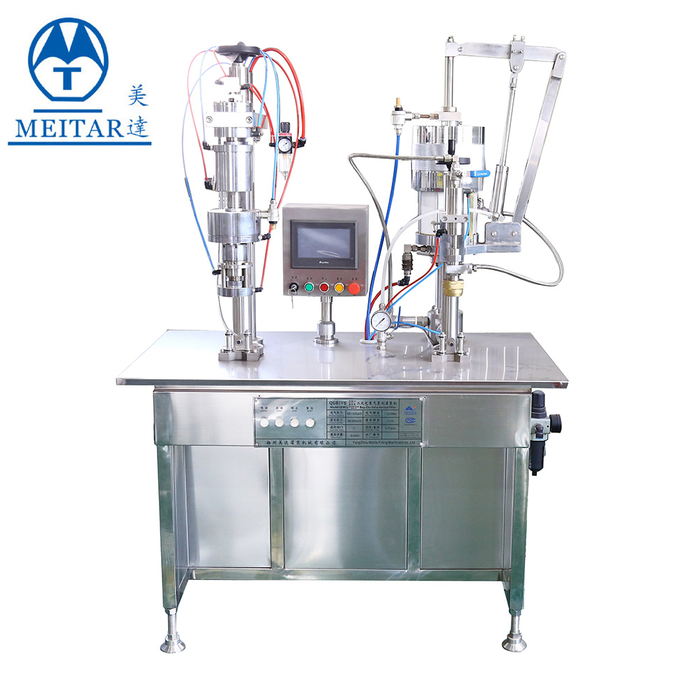 China Semi -Automatic High quality QGB2Y Shaving Gel Bag on valve aerosol filling machine 