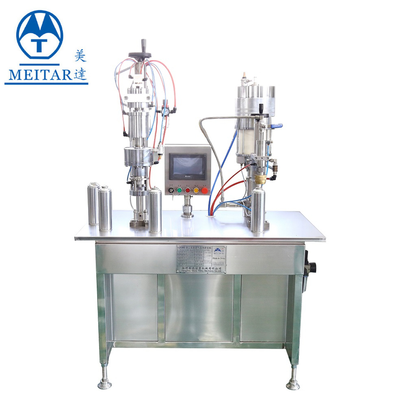 QGBES 300ML Semi-automatic bag on valve Liquid filling & sealing & cleaning aerosol spray filling machine