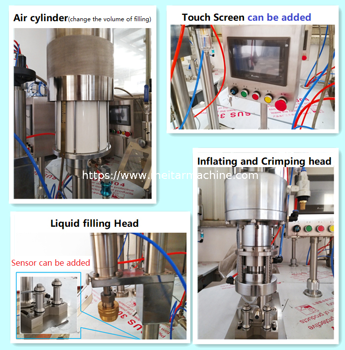 QGBES 300ML Semi-automatic bag on valve Liquid filling & sealing & cleaning aerosol spray filling machine