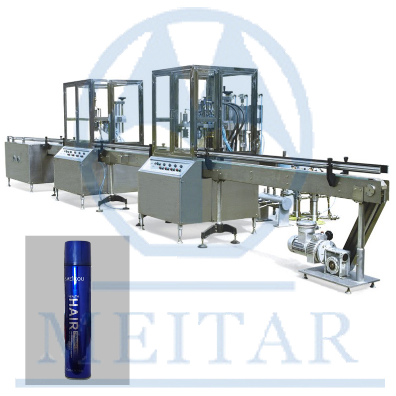 China Manufactory Automatic hair spray Aerosol Filling Machine Line