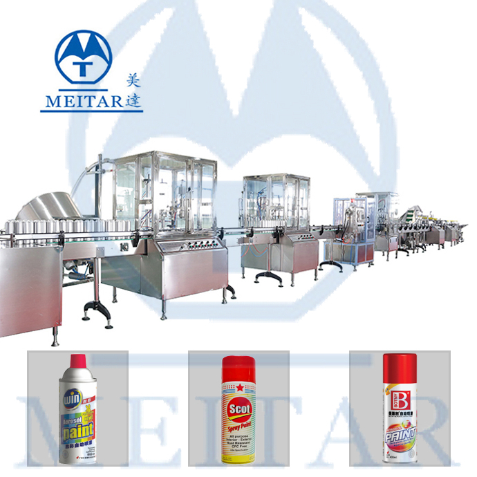 Meitar factory direct sale QGQ 750 full automatic anti rust spray Aerosol Spray Paint Filling Machine line 