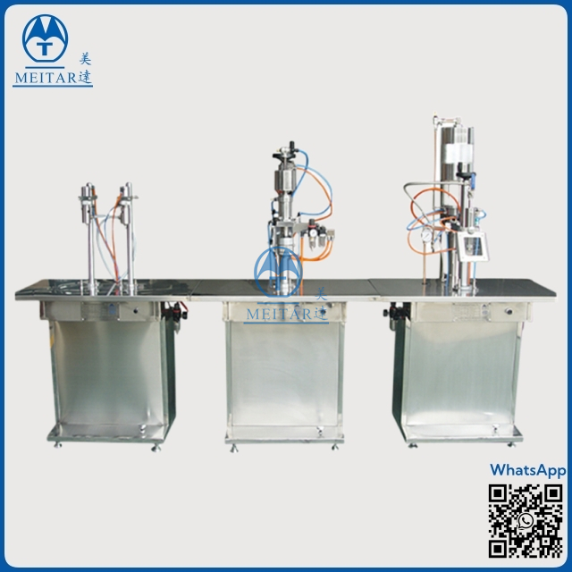 Semi-automatic Aerosol Can Filling Machine With Product Filling Aerosol Valve Crimping And Propellant Filling Unit