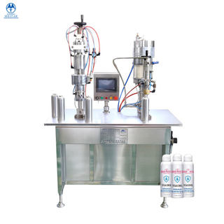  Semi-automatic bag on valve (BOV) 75% alcohol BOV disinfectant care spray aerosol filling machine line