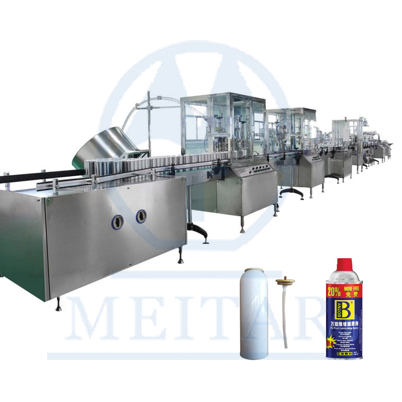 QGQ 750 full automatic anti rust spray Aerosol Filling Machine line 